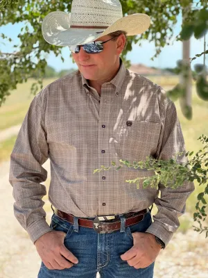 Justin Brown Plaid Long Sleeve Men's Shirt by Cinch