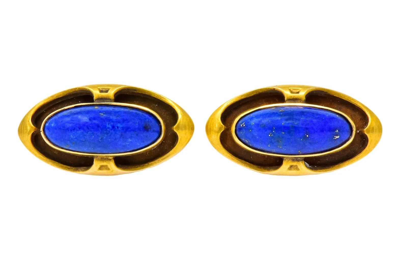 Krementz Art Nouveau Lapis Lazuli 14 Karat Gold Cufflinks