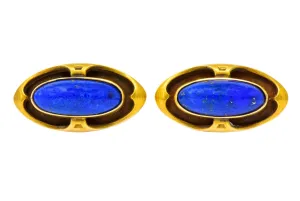 Krementz Art Nouveau Lapis Lazuli 14 Karat Gold Cufflinks