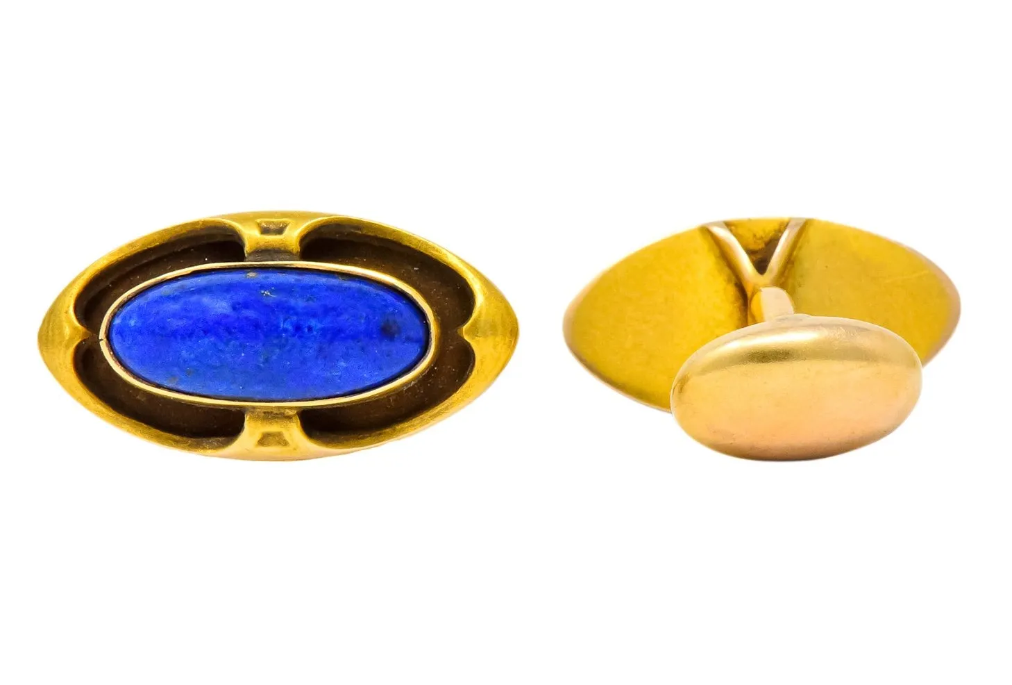 Krementz Art Nouveau Lapis Lazuli 14 Karat Gold Cufflinks
