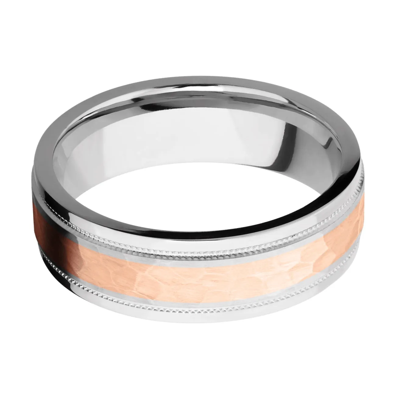 Lashbrook 7.5MM Cobalt Chome Wedding Band with a 14k Rose Gold Inlay