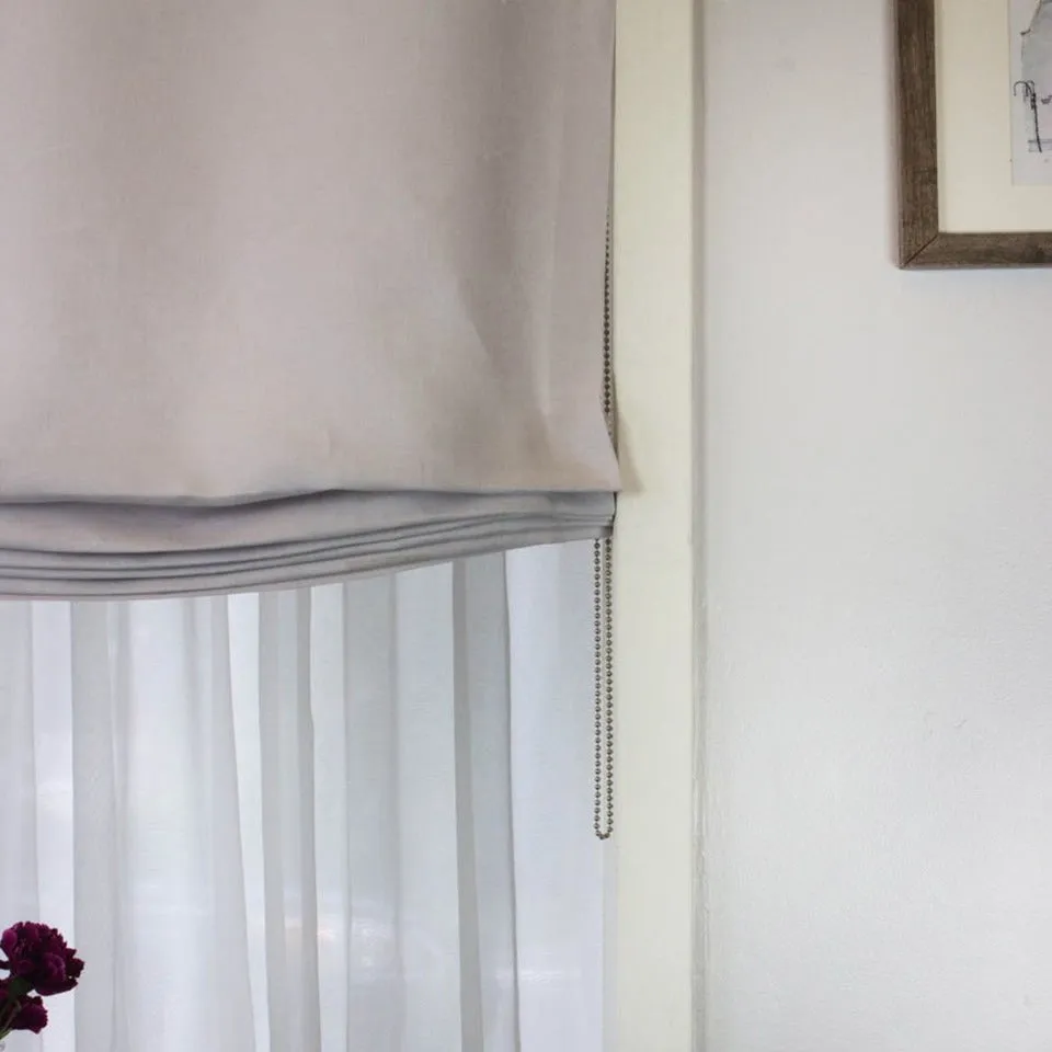 Light Grey Linen Relaxed Roman Shades