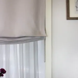 Light Grey Linen Relaxed Roman Shades