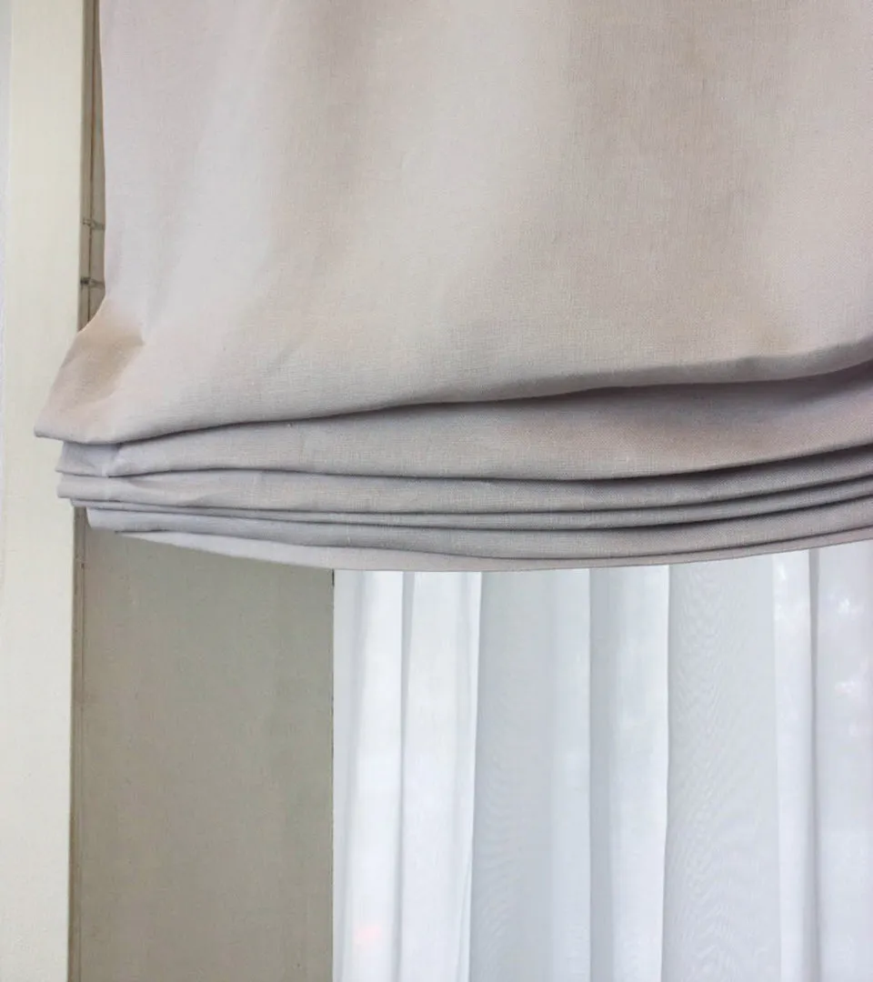 Light Grey Linen Relaxed Roman Shades