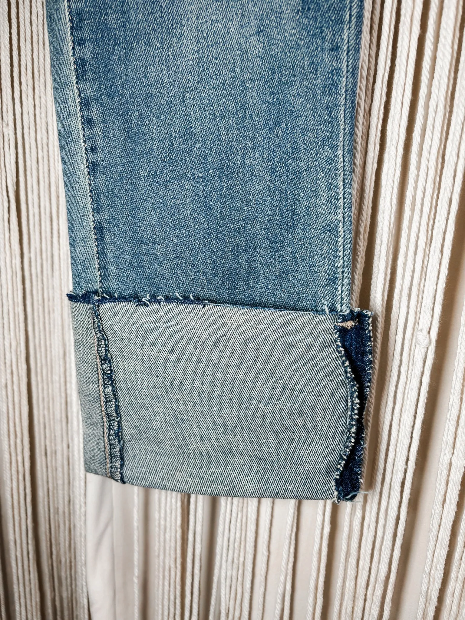 Light wash high rise cuffed cropped jeans