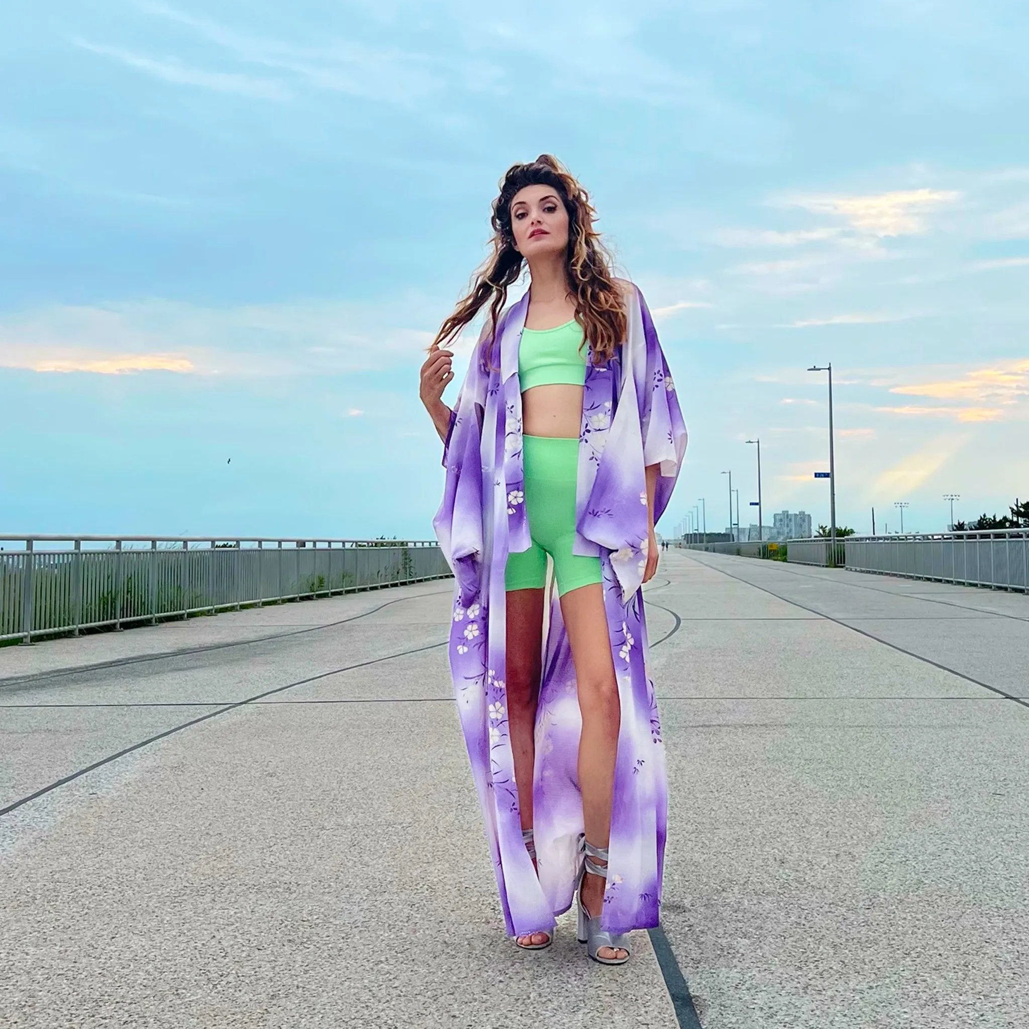 Lilac Floral Summer Silk Kimono