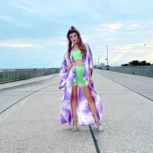 Lilac Floral Summer Silk Kimono