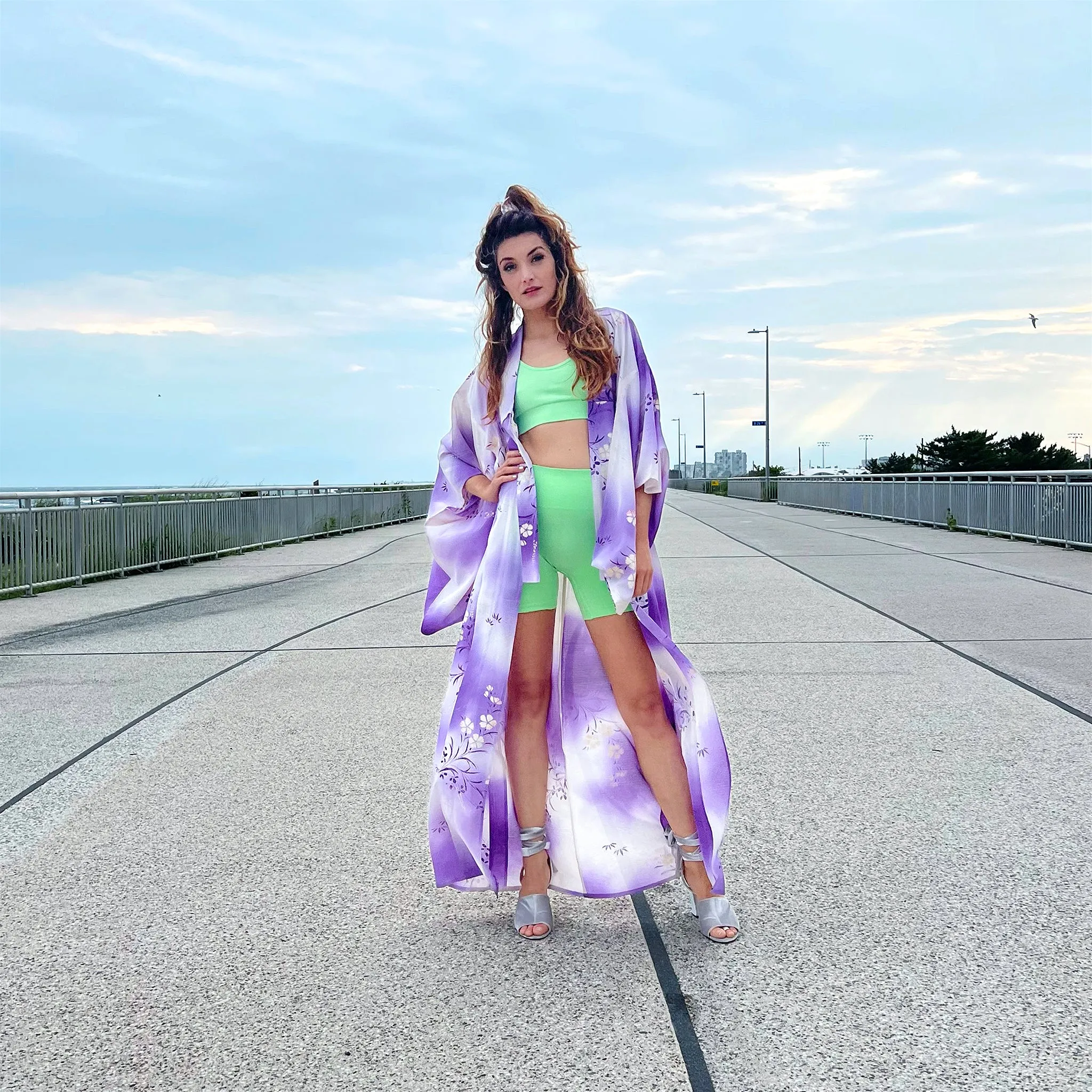 Lilac Floral Summer Silk Kimono