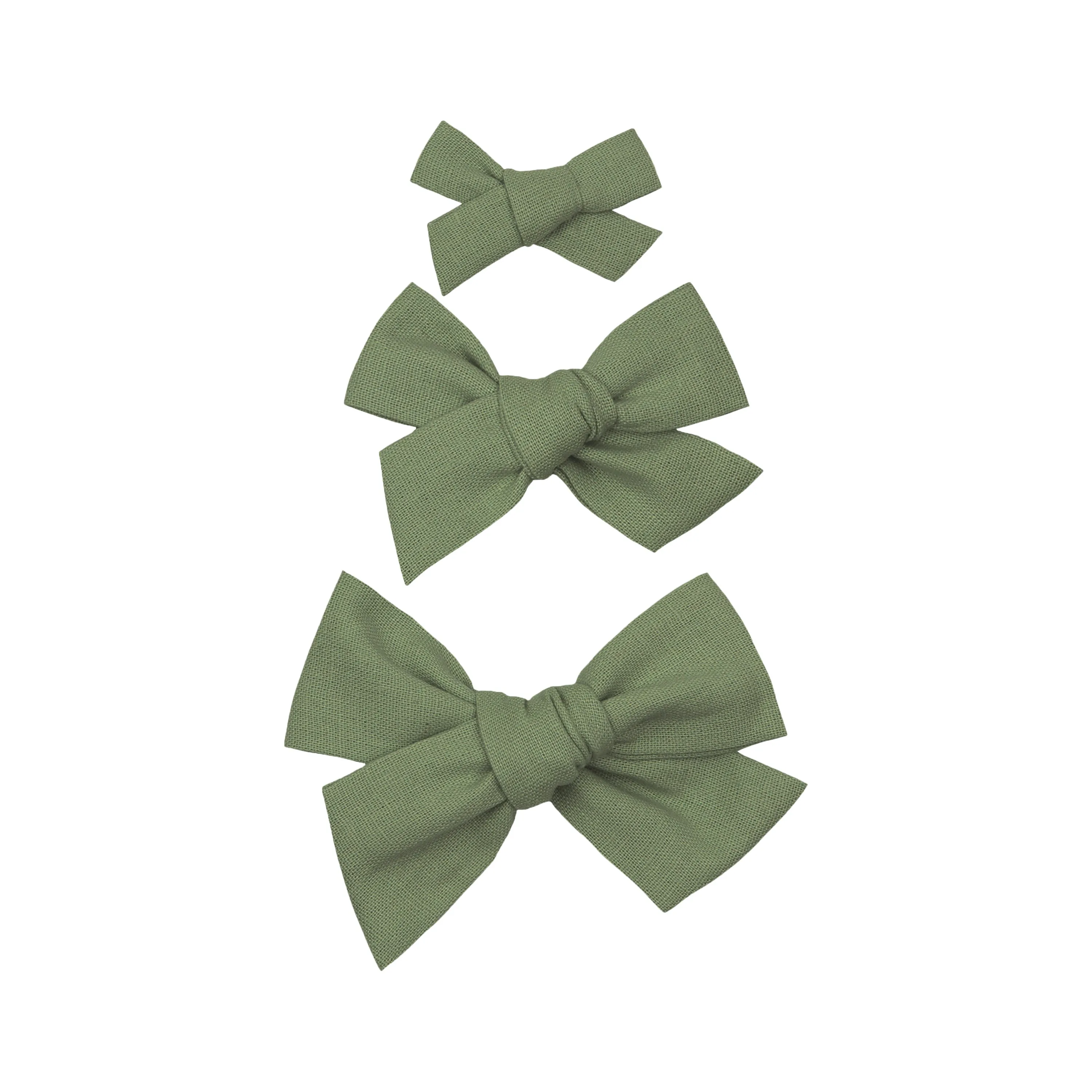 Linen Bow - Olive Clip