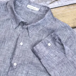 LinenCasa Classic Linen Shirt Heather Black
