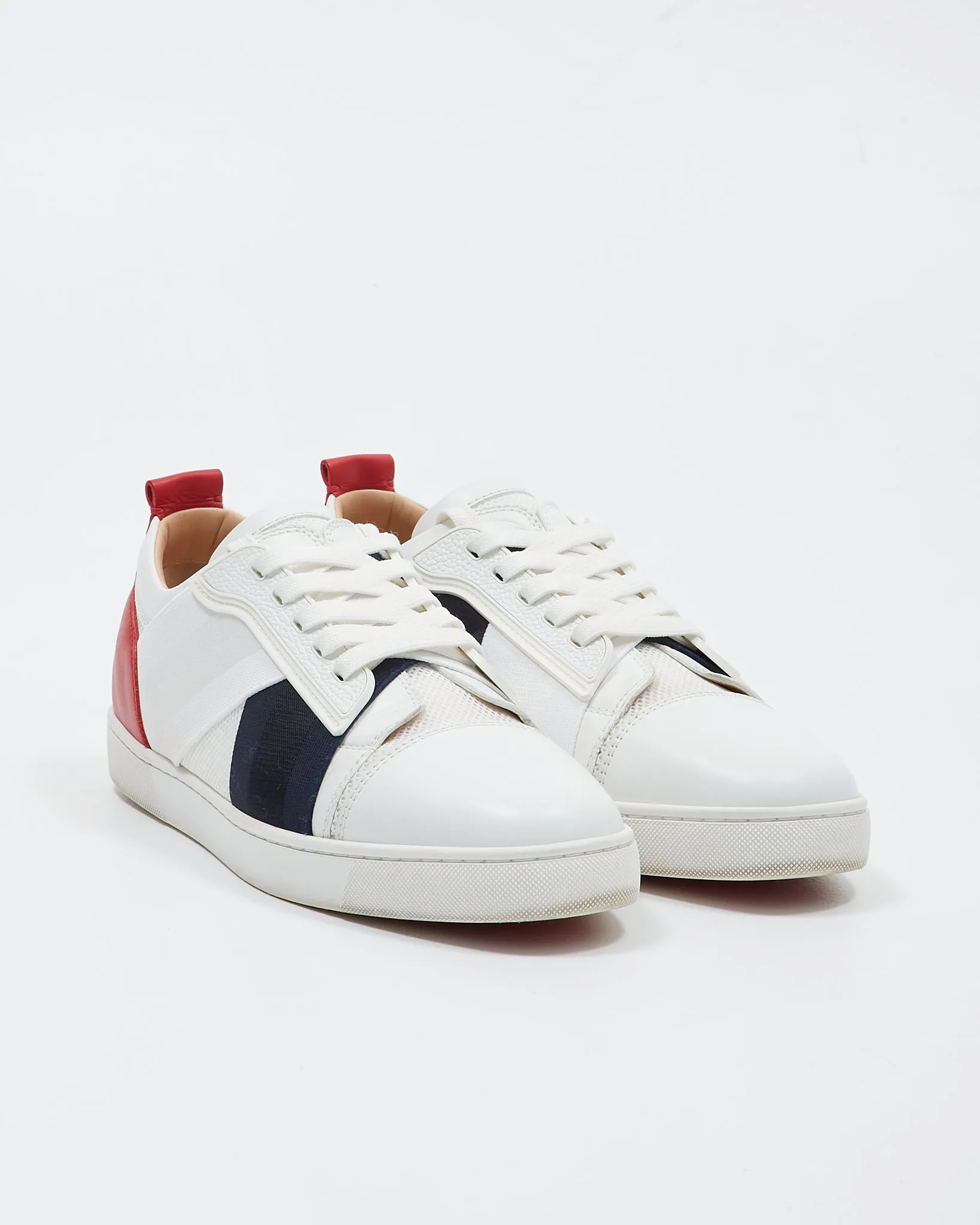 Louboutin Men's White/Red/Black  Elastikid Sneaker - 44.5
