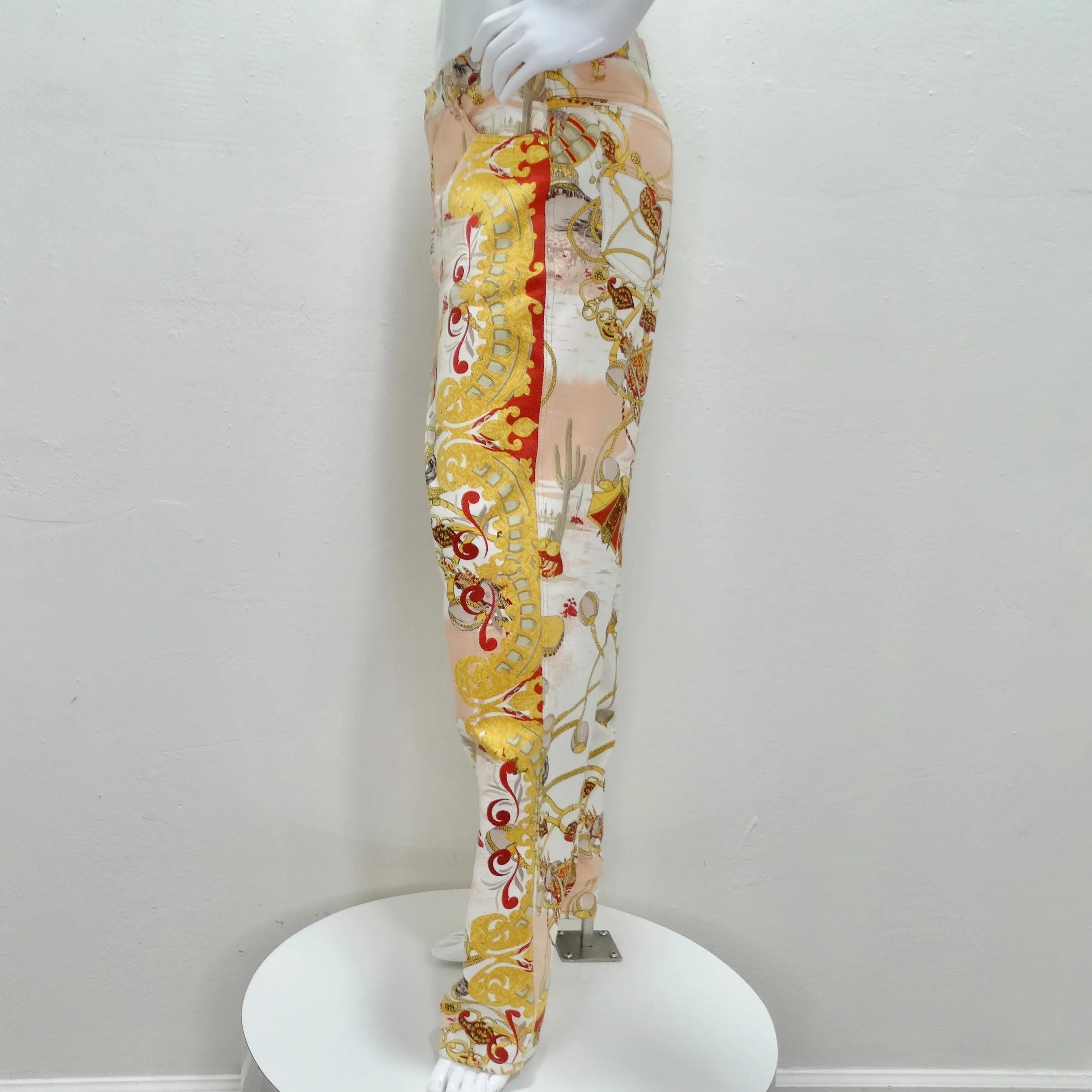 Louis Feraud 1980s Western Motif Print Jeans