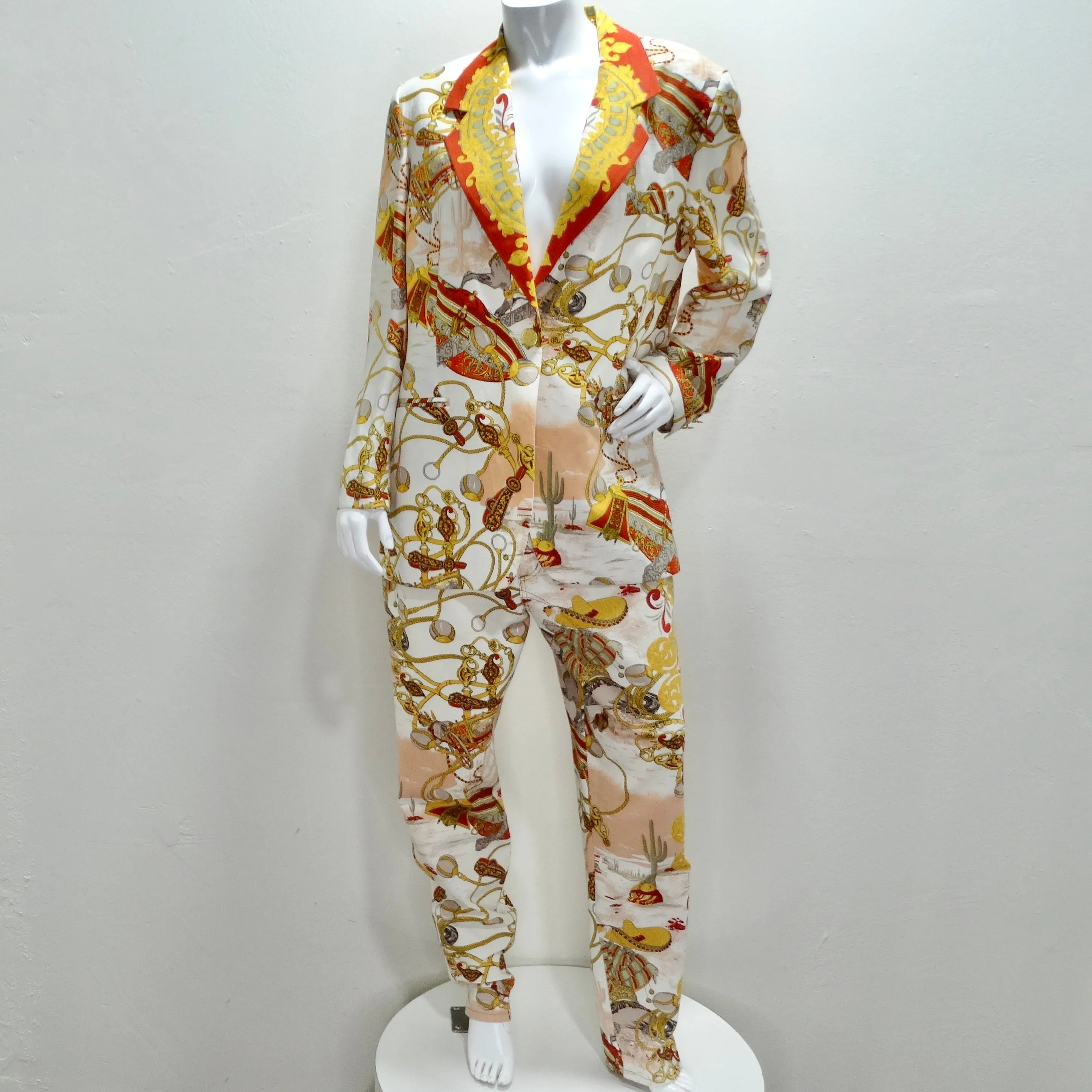 Louis Feraud 1980s Western Motif Print Jeans
