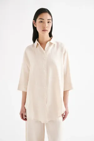 LOUNGE LINEN LONGLINE SHIRT