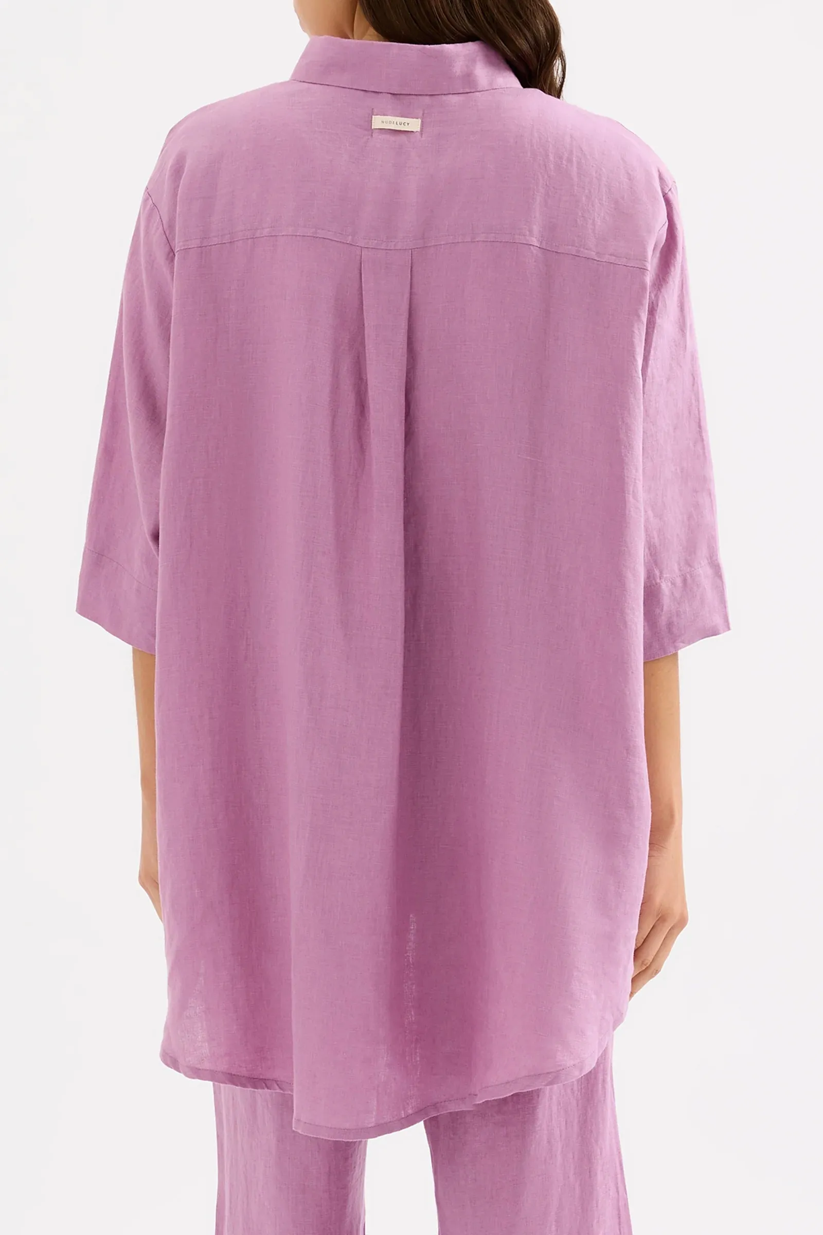 LOUNGE LINEN LONGLINE SHIRT