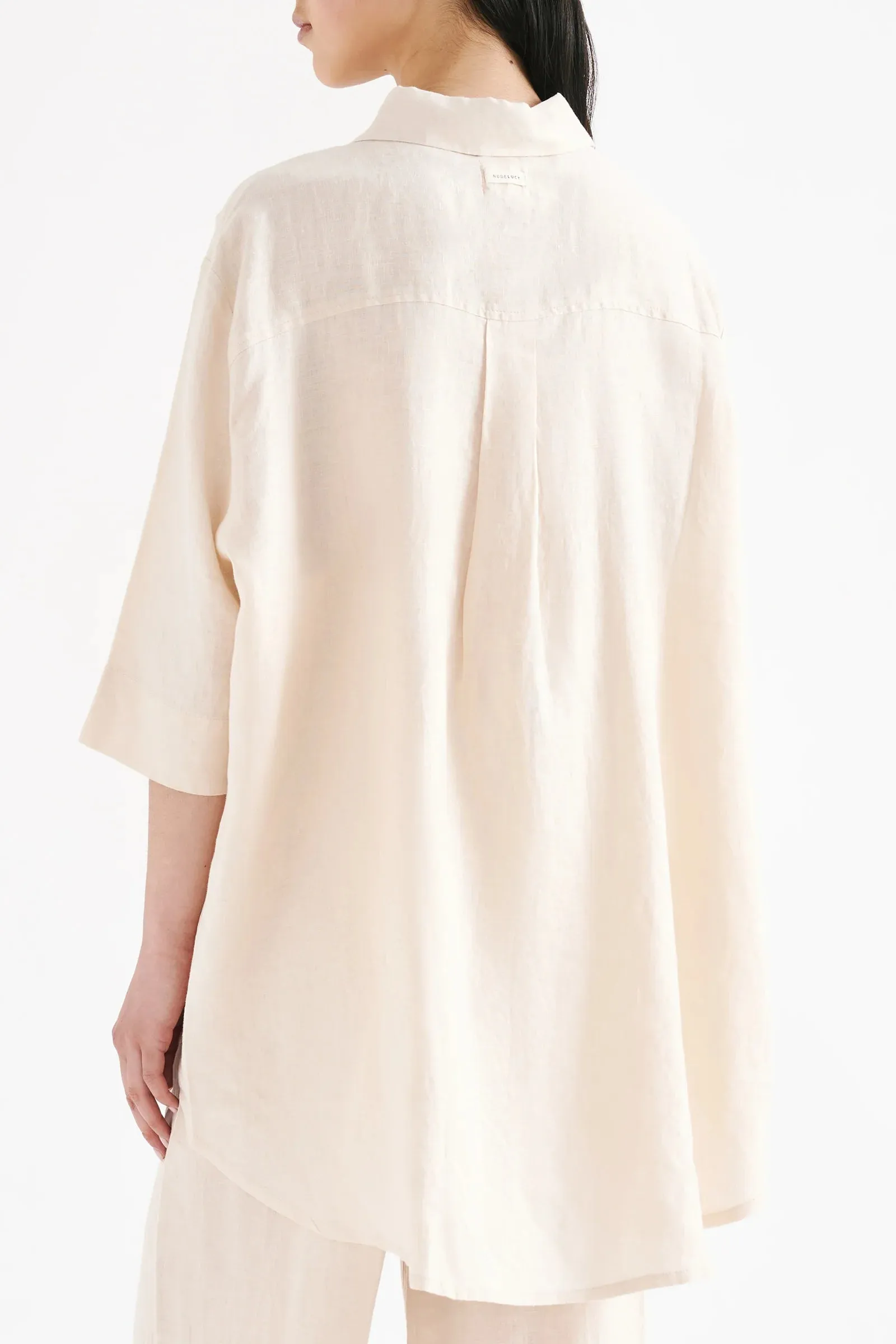 LOUNGE LINEN LONGLINE SHIRT