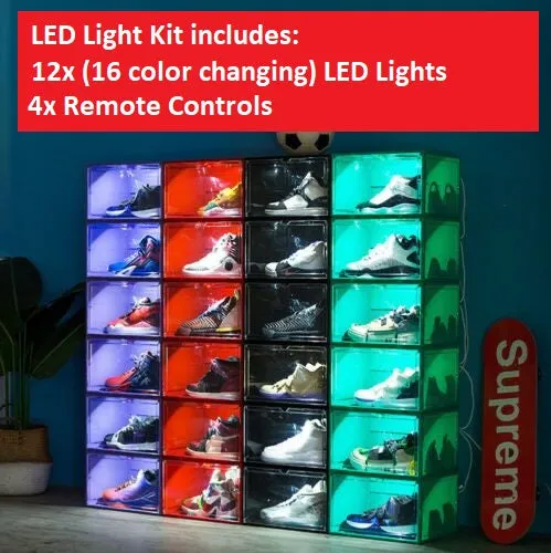 Magnetic Shoe Storage Box Drop Side/Front Sneaker Case Stackable Container XL - Obsidian Black