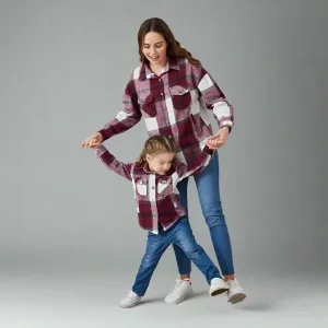 Matching Mommy & Me Plaid Flannel Shirts Cozy Button-Up Jackets for Fall
