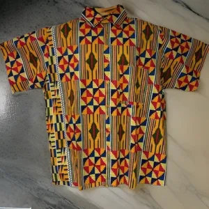 Men's African Kente Print Button Down Shirt