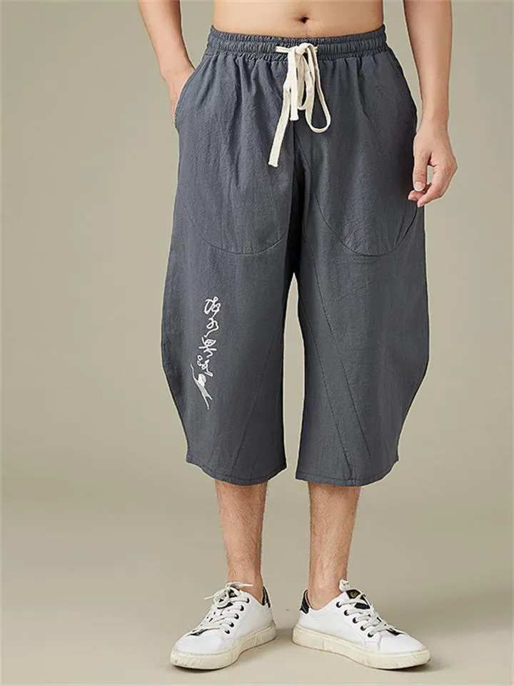 Men's Breathable Plus Size Loose Cropped Trousers