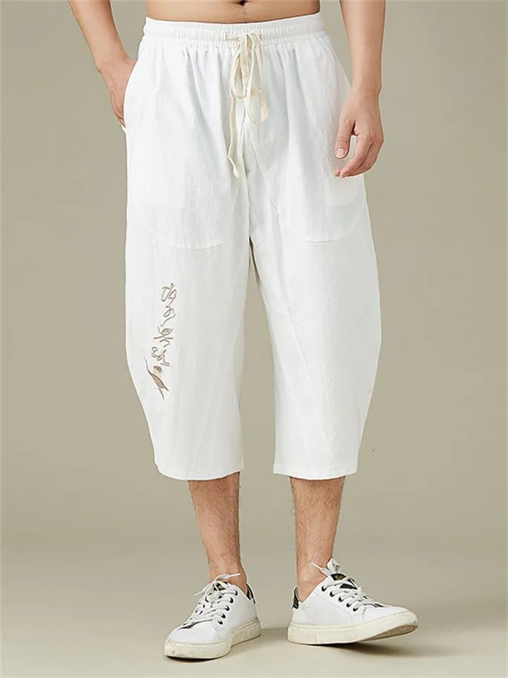 Men's Breathable Plus Size Loose Cropped Trousers