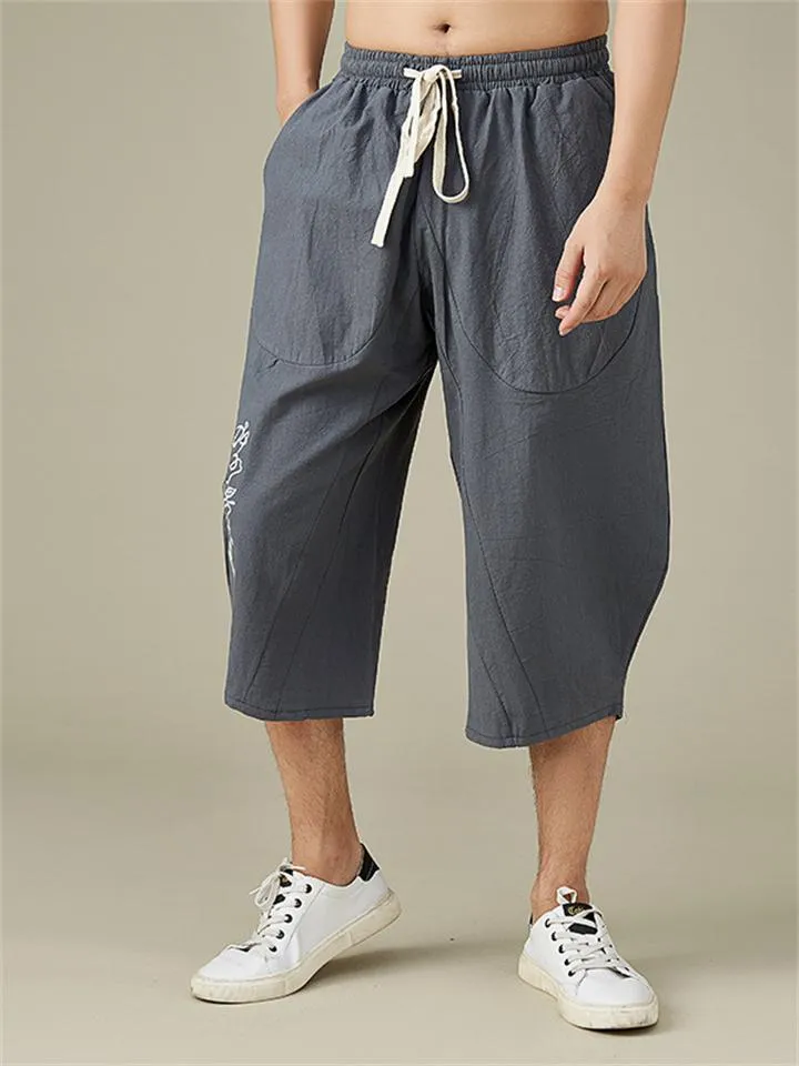 Men's Breathable Plus Size Loose Cropped Trousers