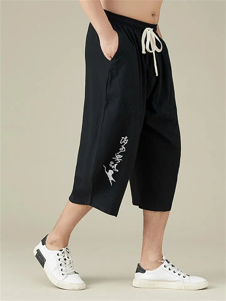 Men's Breathable Plus Size Loose Cropped Trousers