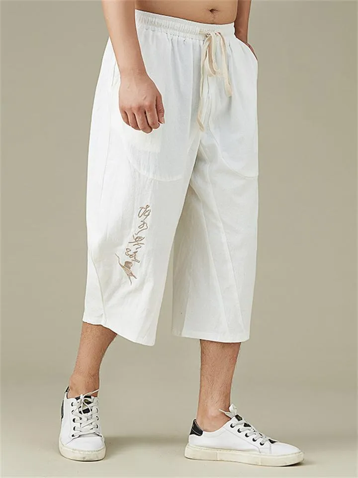 Men's Breathable Plus Size Loose Cropped Trousers