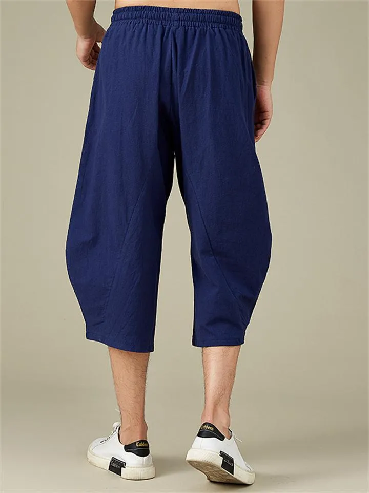 Men's Breathable Plus Size Loose Cropped Trousers