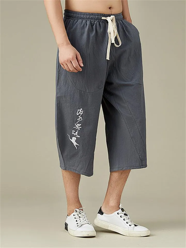 Men's Breathable Plus Size Loose Cropped Trousers
