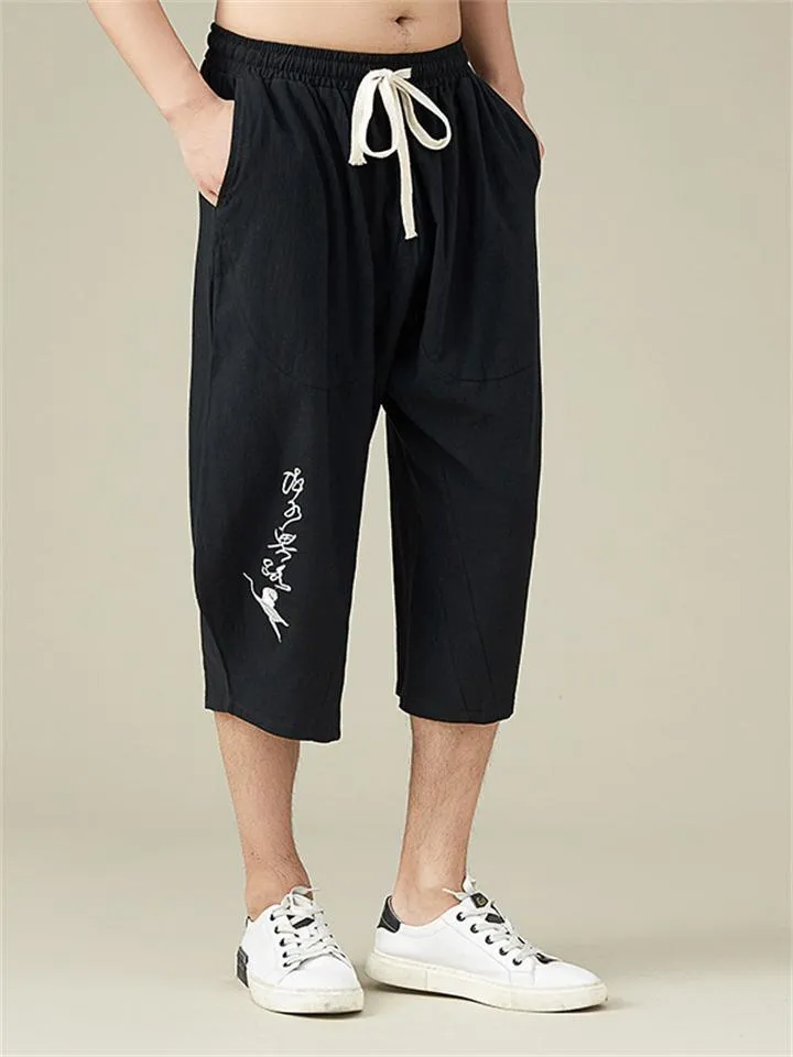 Men's Breathable Plus Size Loose Cropped Trousers