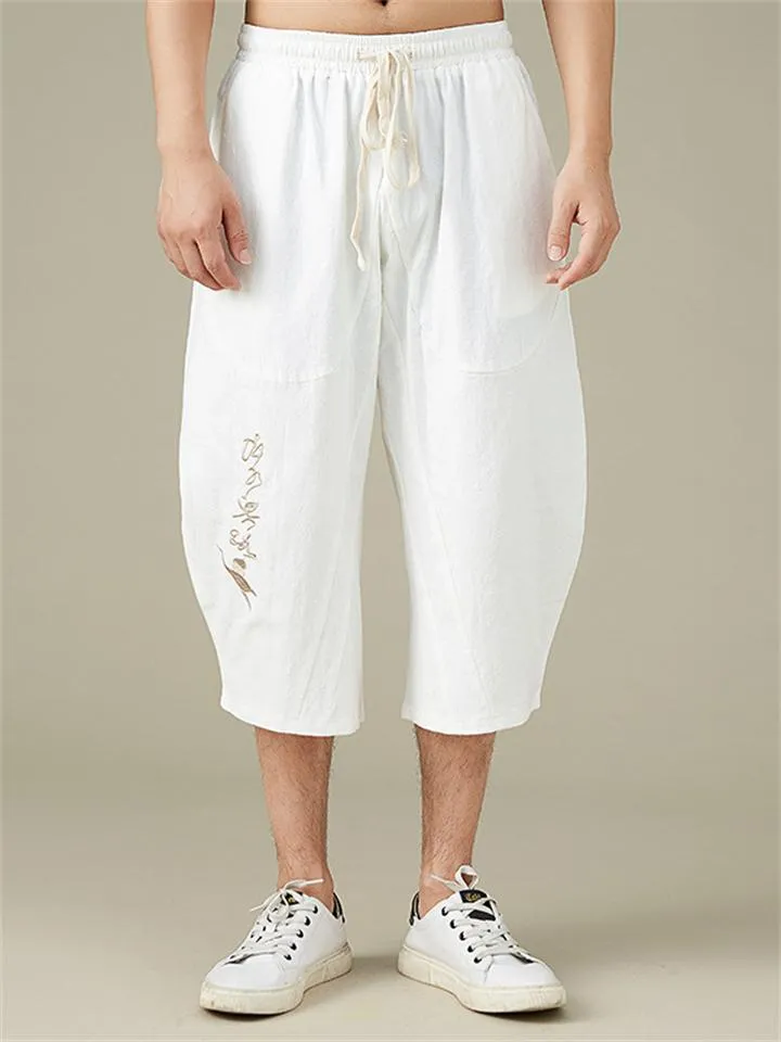 Men's Breathable Plus Size Loose Cropped Trousers