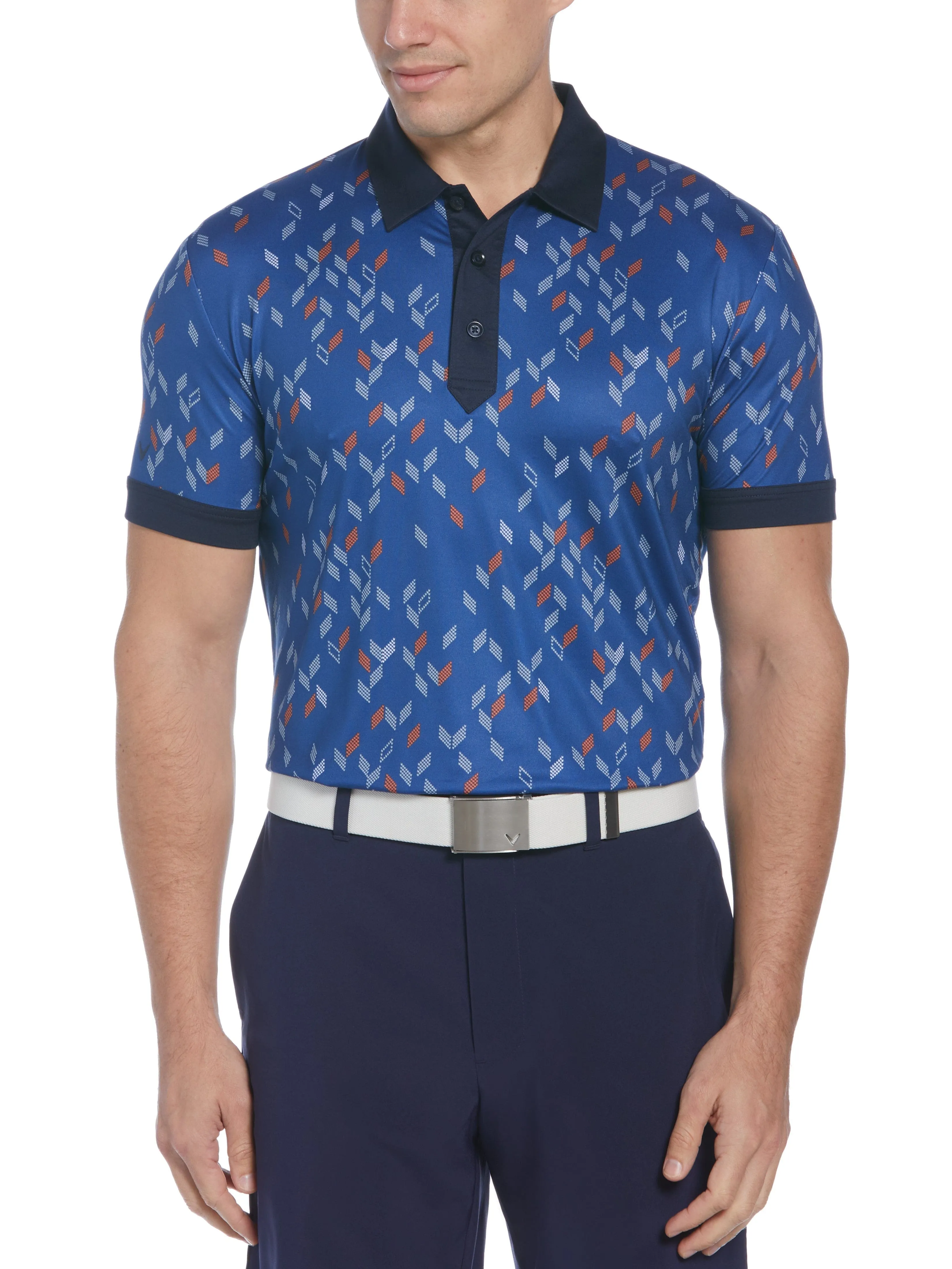 Mens Callaway X All-Over Geo Chevron Print Golf Polo