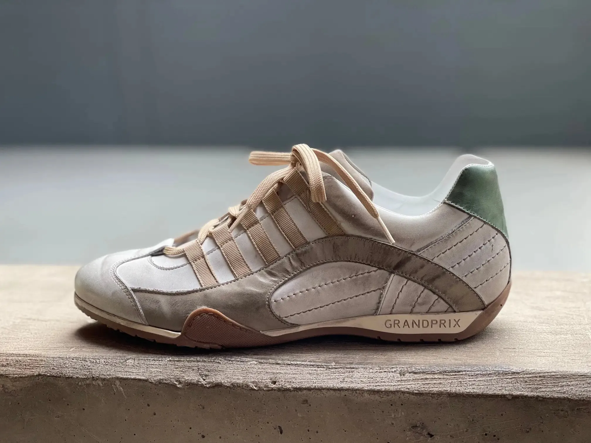 Men's GrandPrix Sneaker in Torino (Soft White, Taupe, and Green)