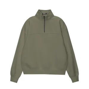 Men's Mock Neck Cut & Sew Panel Sweat Shirt - Camo Green