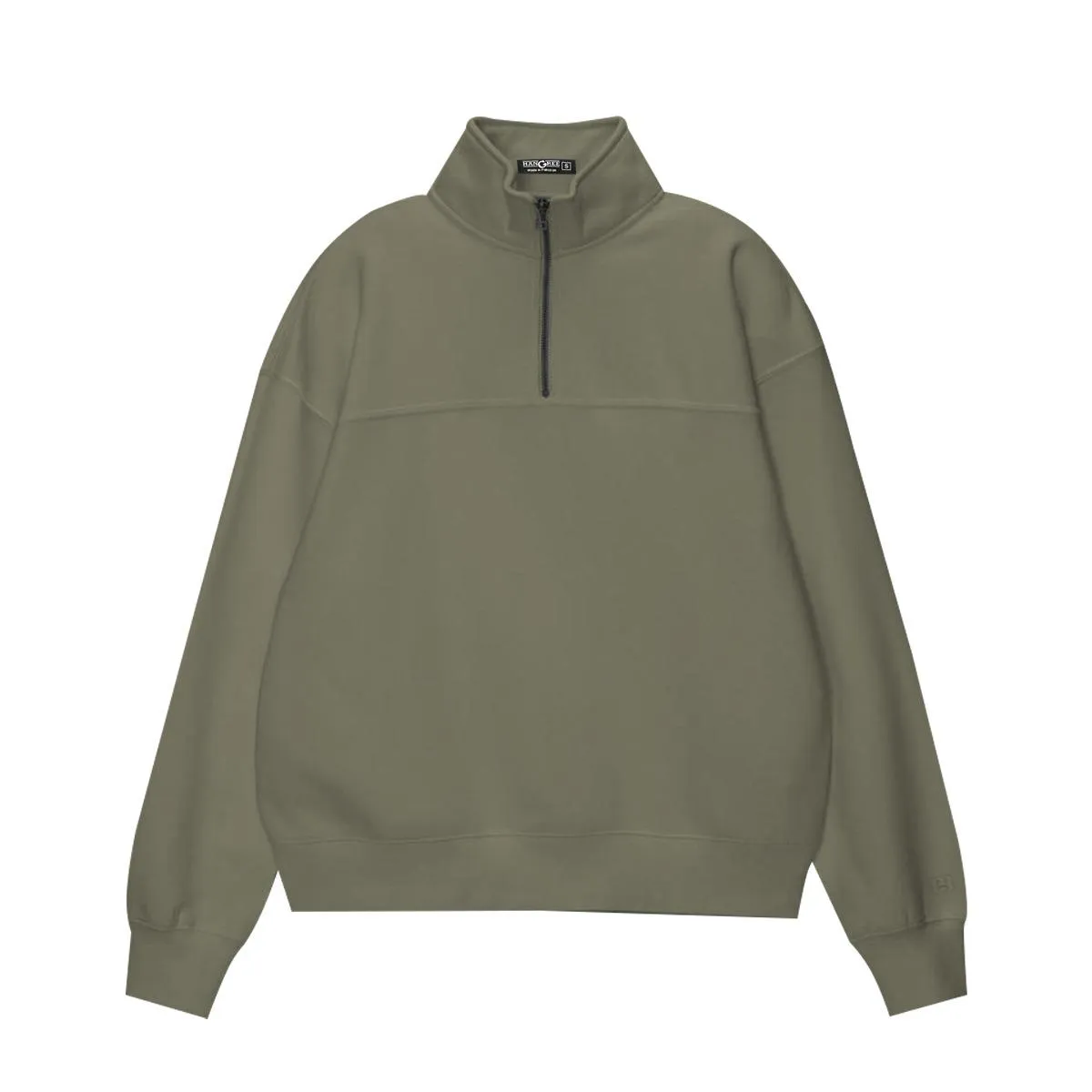 Men's Mock Neck Cut & Sew Panel Sweat Shirt - Camo Green