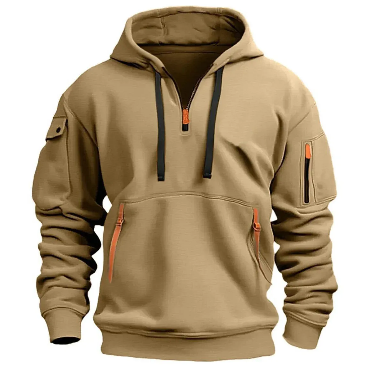 Men's Multi-Pocket Hooded Fleece Pullover