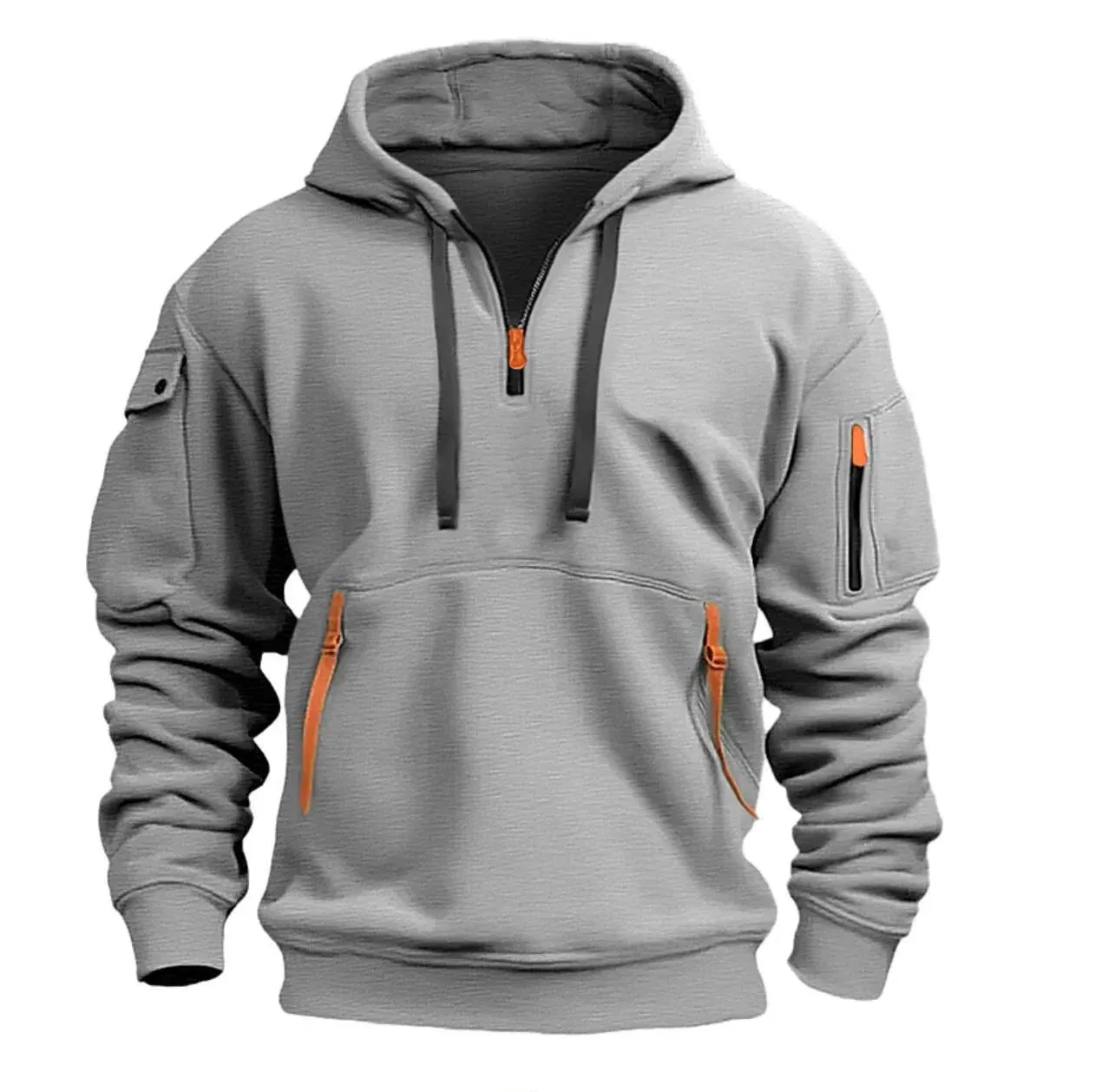 Men's Multi-Pocket Hooded Fleece Pullover