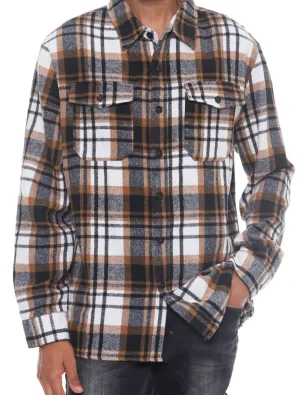 Men's Plaid Soft Flannel Shirt in Khaki