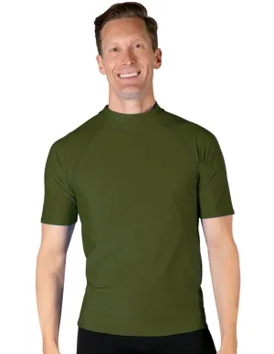 Men's  Swim Performance Short Sleeve Rash Guard - Olive