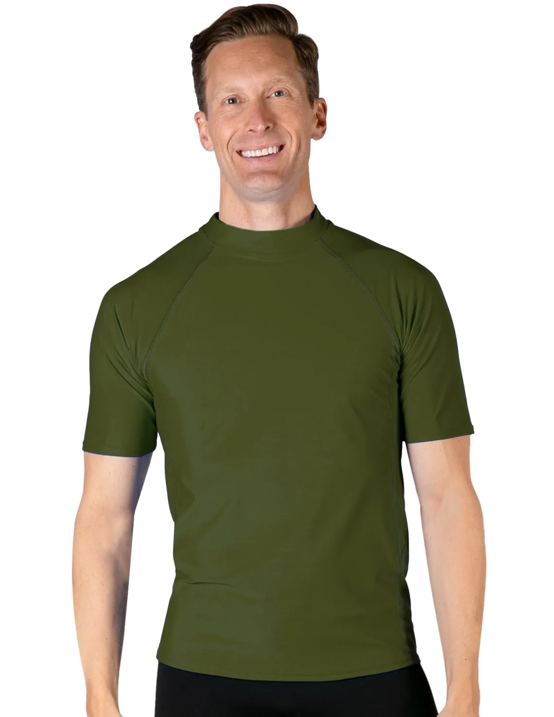 Men's  Swim Performance Short Sleeve Rash Guard - Olive