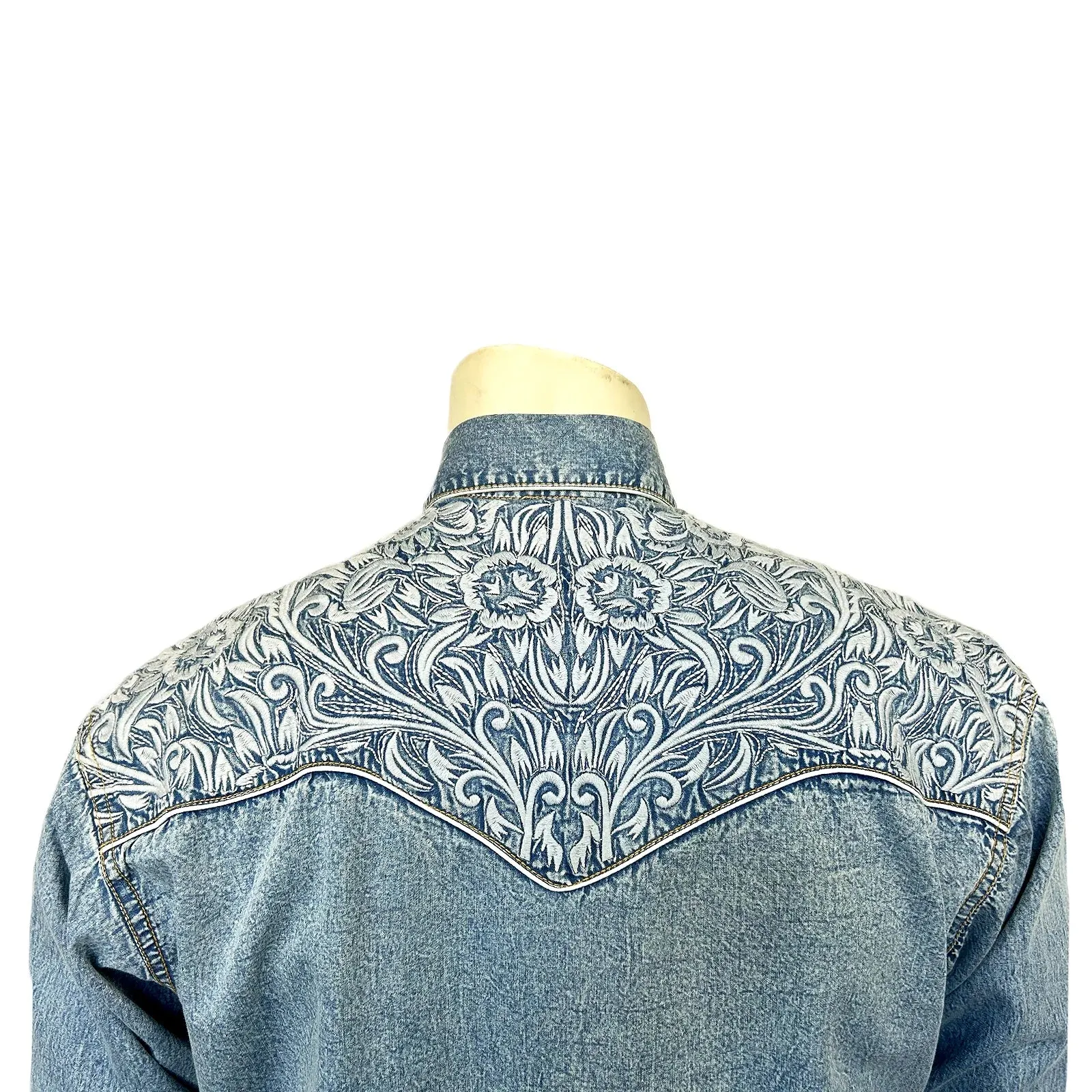 Men's Vintage Western Shirt Collection: Rockmount Tooling Embroidery Denim