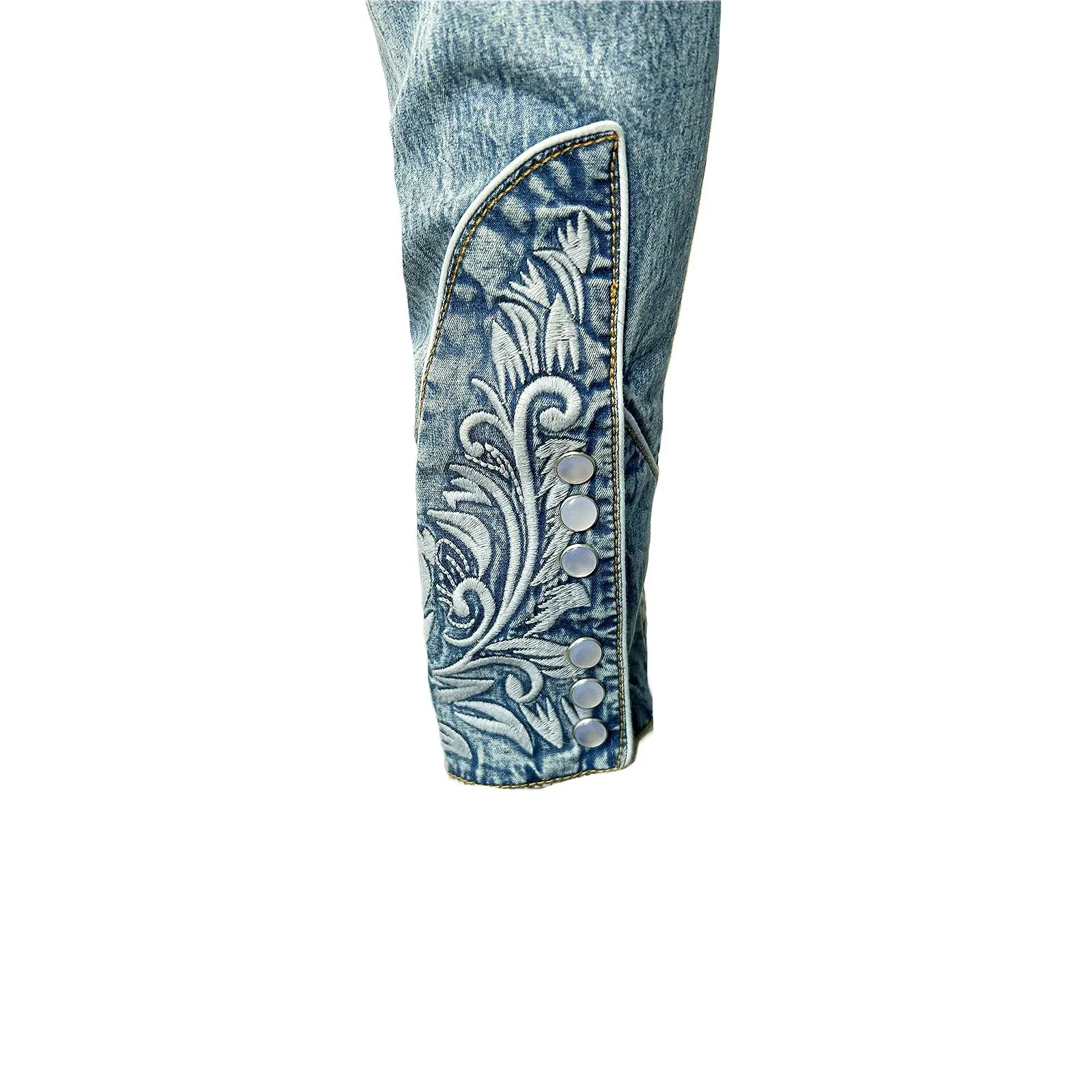 Men's Vintage Western Shirt Collection: Rockmount Tooling Embroidery Denim