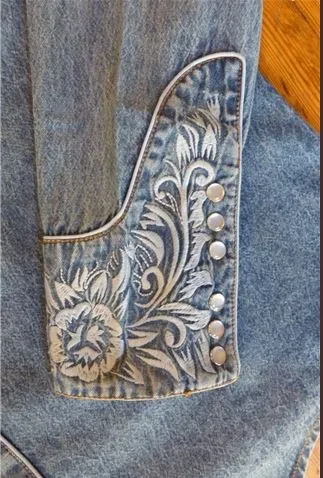 Men's Vintage Western Shirt Collection: Rockmount Tooling Embroidery Denim