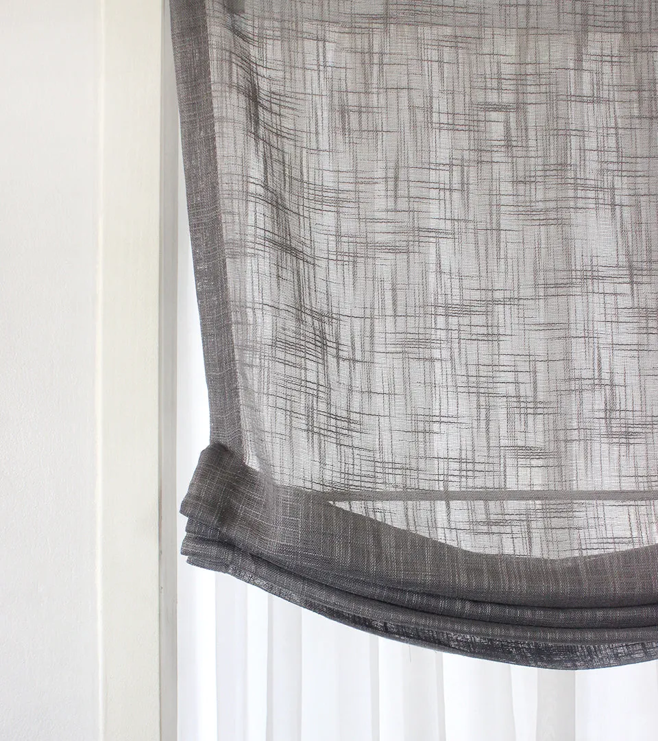 Modern Grey Linen Blend Sheer Custom Relaxed Roman shade/CL1034