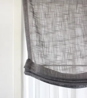Modern Grey Linen Blend Sheer Custom Relaxed Roman shade/CL1034