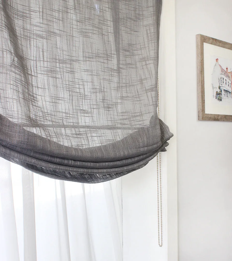 Modern Grey Linen Blend Sheer Custom Relaxed Roman shade/CL1034