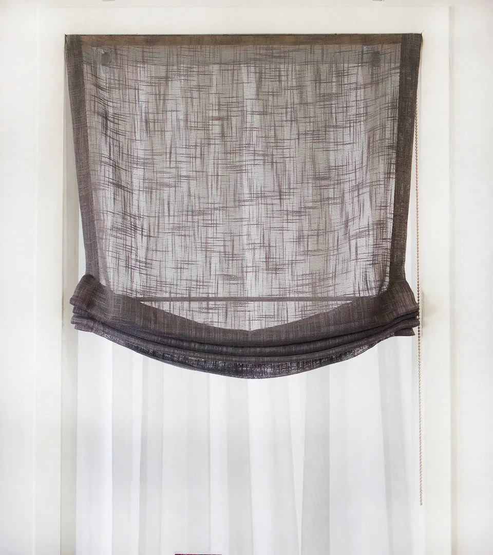 Modern Grey Linen Blend Sheer Custom Relaxed Roman shade/CL1034