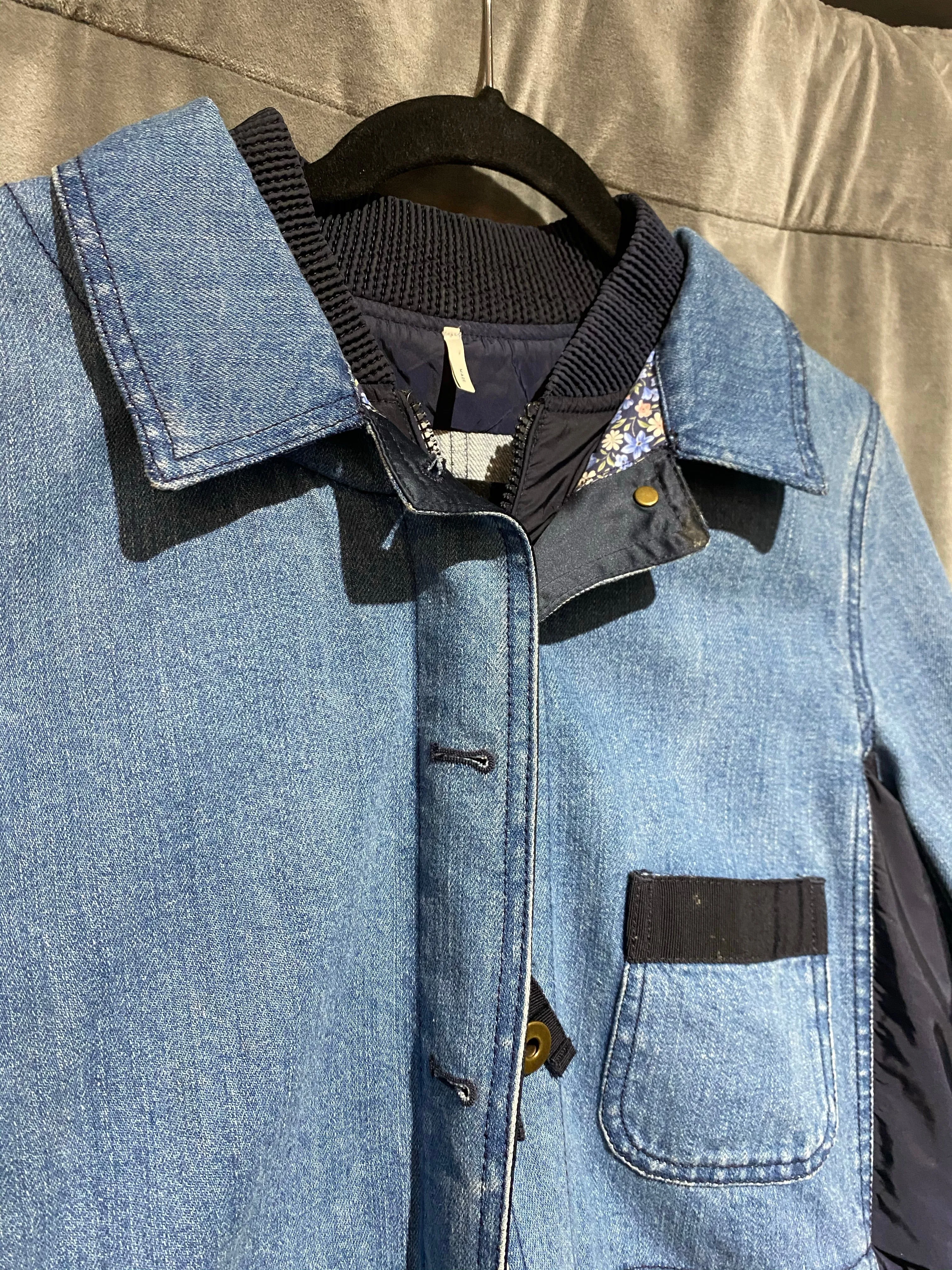 Moncler Houx Contrast Inset Denim Jacket