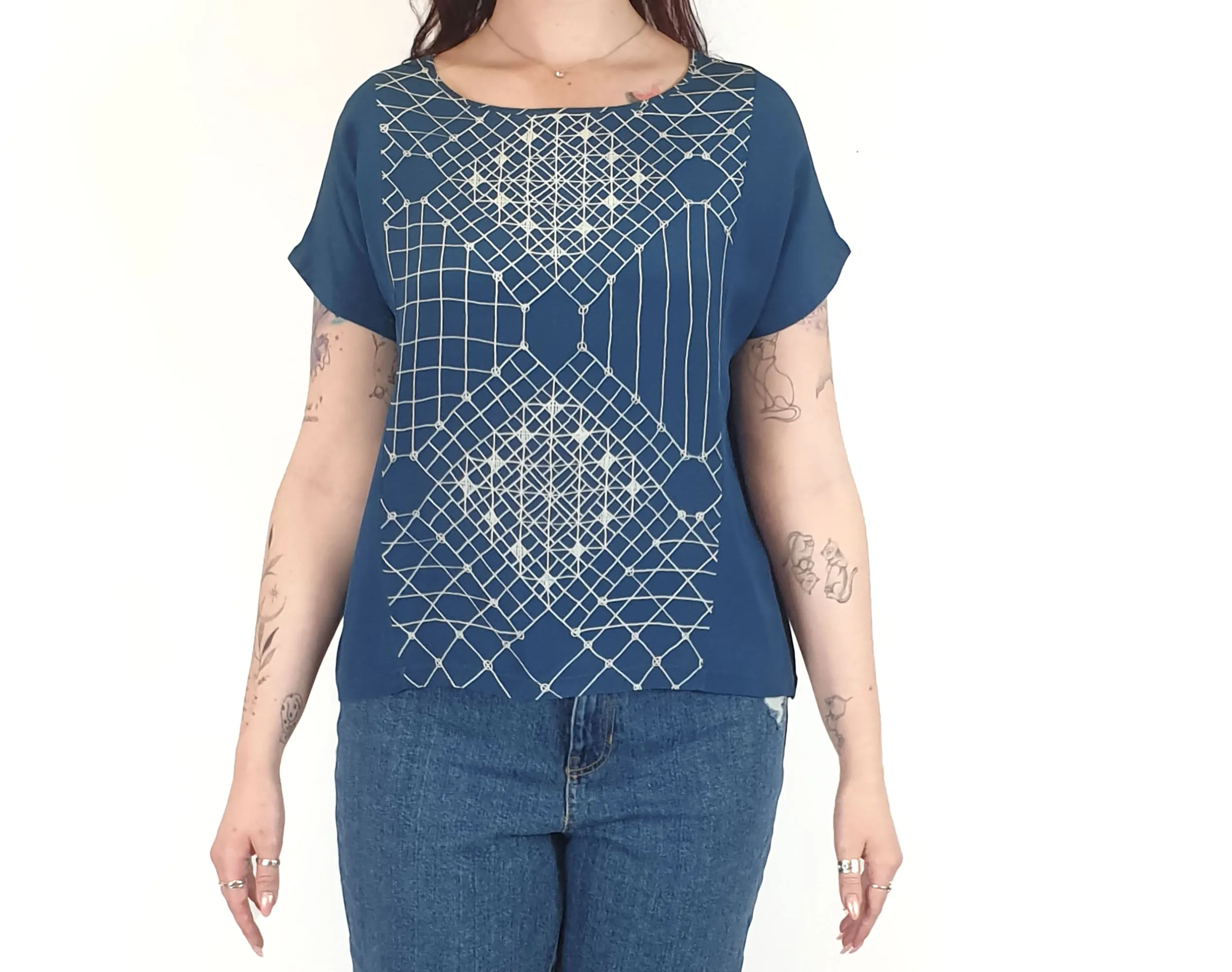 Nancybird blue silk top size M